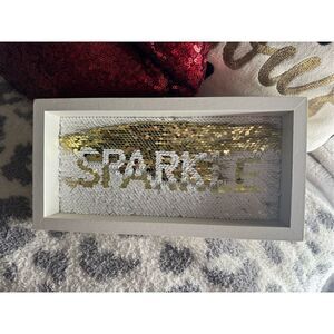 Gold white flip sequin sparkle motivational sign/plaque